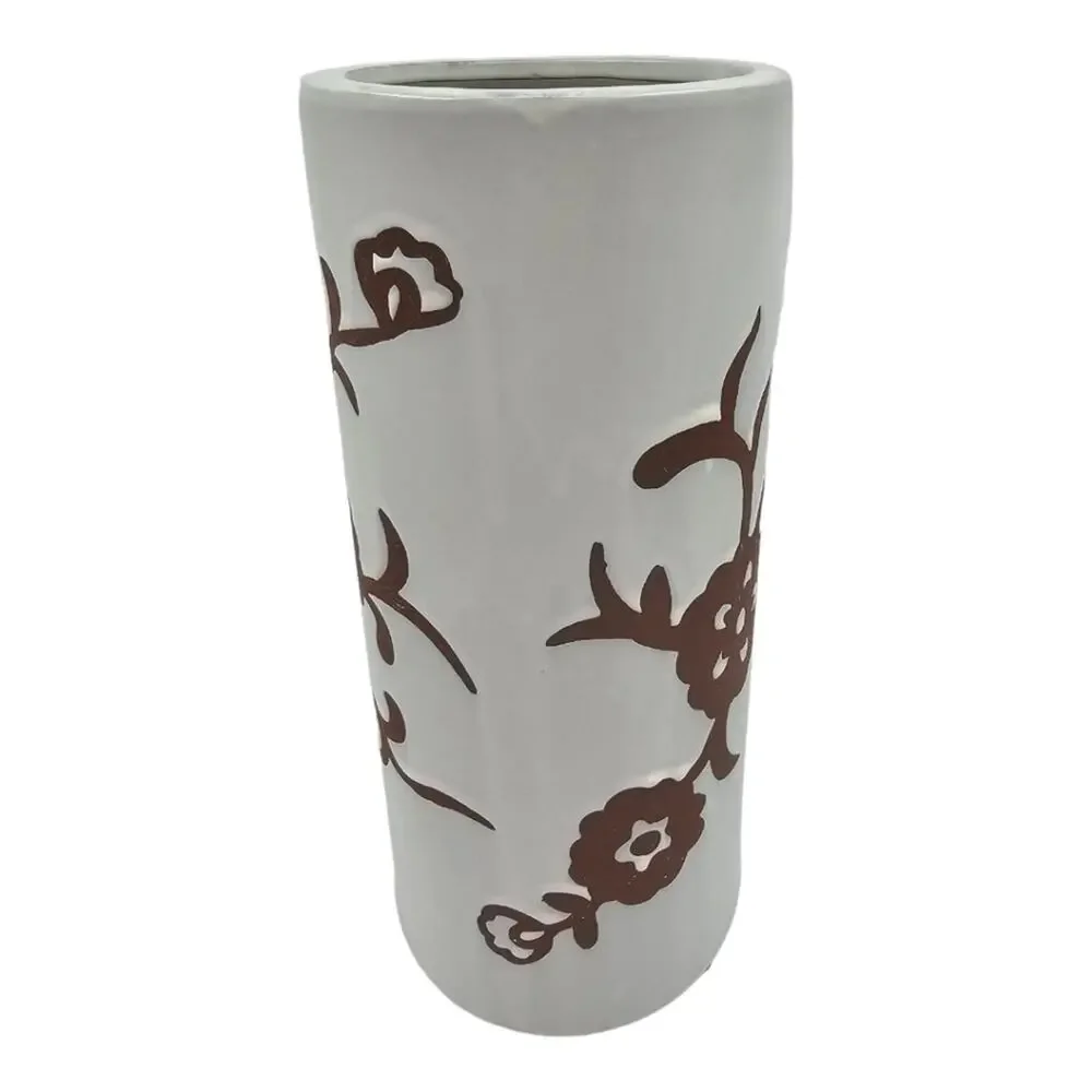 Pier 1 Terracotta Vase excellent condition white and brown